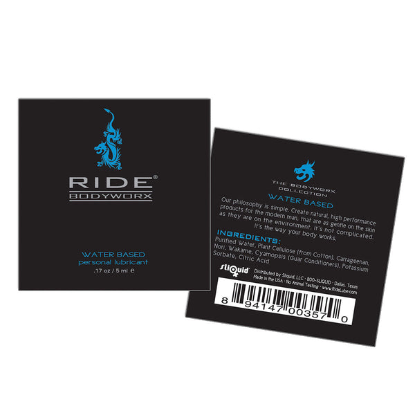 Ride BodyWorx Lube Water Based - 200 Pillow Packs [84491]