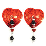 Bijoux de Nip Heart Red Sequin Pasties w/ Facet Beads [A00569]